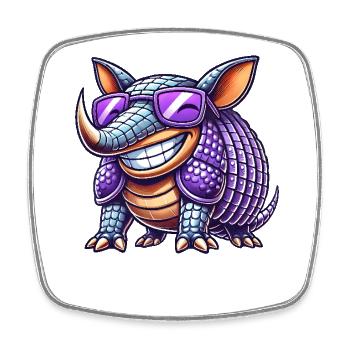Cool Armadillo Cartoon Sunglasses Summer - Square fridge magnet - white - Front