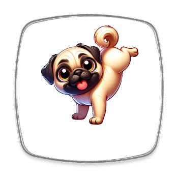 Süßer Mops Handstand Breakdance Cartoonhund - Viereckiger Kühlschrankmagnet - Weiß - Vorne
