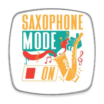 Saxophone Mode saxophone activé - Magnet carré - blanc - Devant