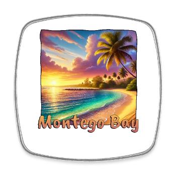 Sonnenuntergang Montego Bay Palmen Strand - Viereckiger Kühlschrankmagnet - Weiß - Vorne