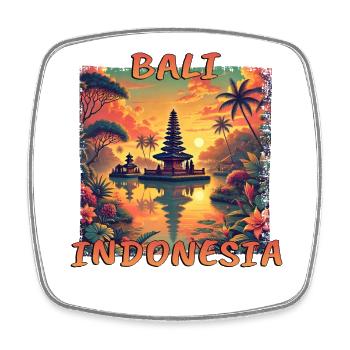 Bali Pagode Sonnenuntergang Asien Grunge Stil - Viereckiger Kühlschrankmagnet - Weiß - Vorne