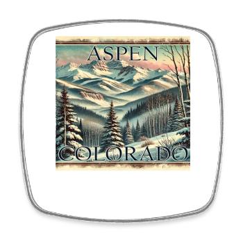 Aspen Ski Resort Ski Snowboard Winter Vintage - Square fridge magnet - white - Front