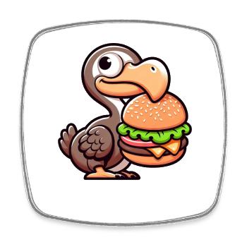 Fantaisiste Dodo Burger Chibi Hamburger - Magnet carré - blanc - Devant
