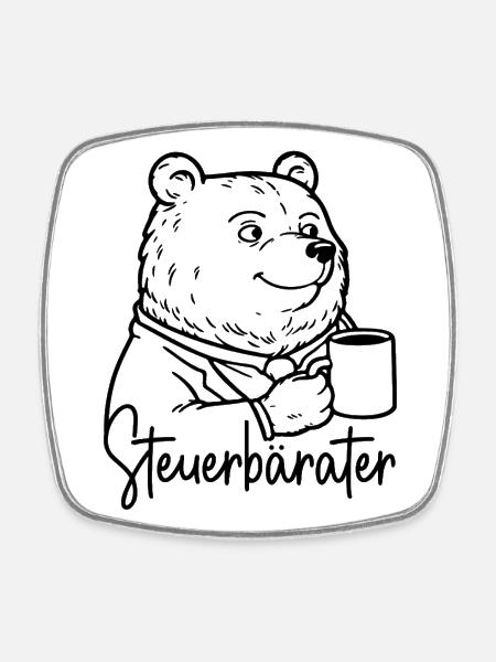 Steuerberater Bär Kaffeetasse Kaffee Steuerbärater - Viereckiger Kühlschrankmagnet - Weiß