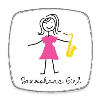 Saxophone Saxophone Girl - Viereckiger Kühlschrankmagnet - Weiß - Vorne