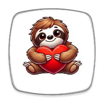 Coeur de paresseux Saint-Valentin - Magnet carré - blanc - Devant