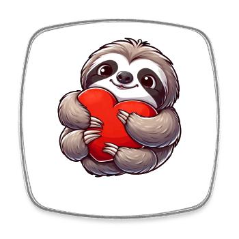 Paresseux amoureux Saint-Valentin Coeur Amour - Magnet carré - blanc - Devant