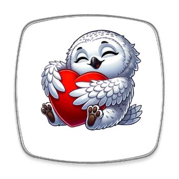 Owl in Love Snowy Owl Heart Valentine's Day - Square fridge magnet - white - Front