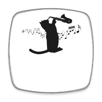 Saxophone Cat - Viereckiger Kühlschrankmagnet - Weiß - Vorne