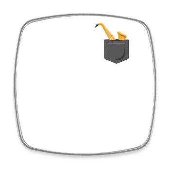 Saxophone Pocket - Viereckiger Kühlschrankmagnet - Weiß - Vorne
