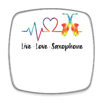 Saxophones Tie Dye Live Love - Square fridge magnet - white - Front