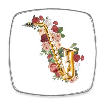 Saxophone Flower Rose Floral - Viereckiger Kühlschrankmagnet - Weiß - Vorne