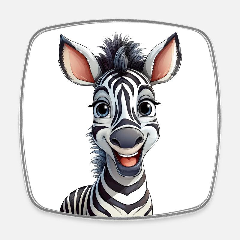 Glückliches Zebra - Viereckiger Kühlschrankmagnet - Weiß