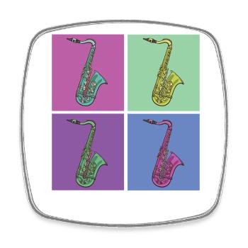Saxophone Retro 80s 90s Vintage - Square fridge magnet - white - Front