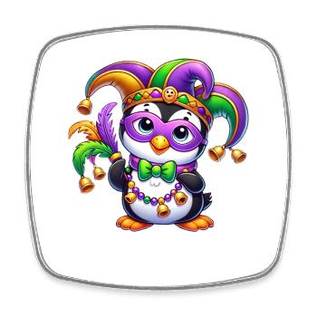Cute Penguin Mask Disguise Mardi Gras - Square fridge magnet - white - Front