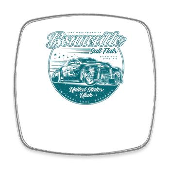 Bonneville Salt Flats Vintage Hot Rod Race Car - Square fridge magnet - white - Front