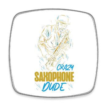 Saxophone Crazy Saxophone Dude - Viereckiger Kühlschrankmagnet - Weiß - Vorne