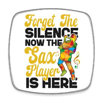 Saxophone Forget The Silence Now - Viereckiger Kühlschrankmagnet - Weiß - Vorne