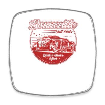 Bonneville Salt Flats Vintage Hot Rod Race Car - Square fridge magnet - white - Front
