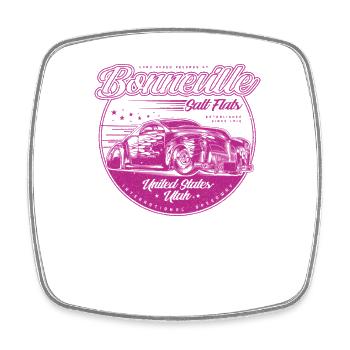 Bonneville Salt Flats Vintage Hot Rod Race Car - Square fridge magnet - white - Front