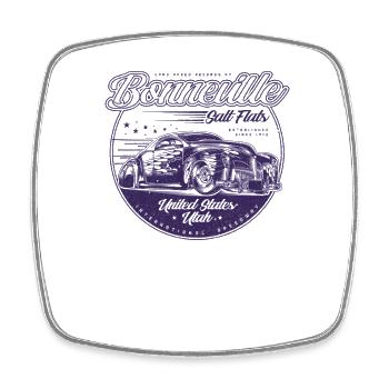 Bonneville Salt Flats Vintage Hot Rod Race Car - Square fridge magnet - white - Front