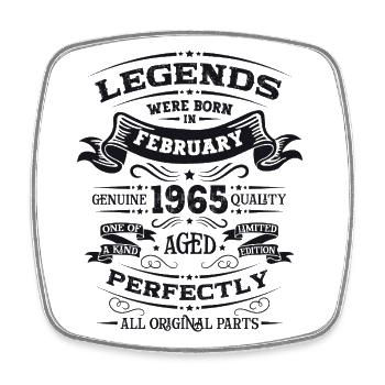 60th Birthday Gift Man Legend February 1965 - Square fridge magnet - white - Front