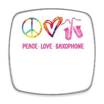 Saxophones Tie Dye Peace Love - Magnet carré - blanc - Devant