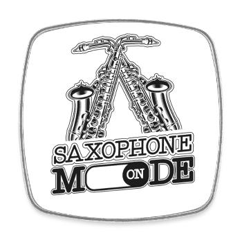 Saxophone Saxophone Mode On - Viereckiger Kühlschrankmagnet - Weiß - Vorne