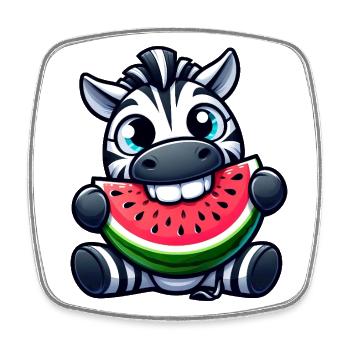 Süßes Zebra Cartoon Wassermelone Sommerfrucht - Viereckiger Kühlschrankmagnet - Weiß - Vorne
