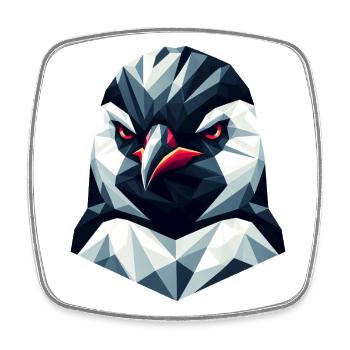 Pingouin, Portrait, Géométrie, Art Design - Magnet carré - blanc - Devant