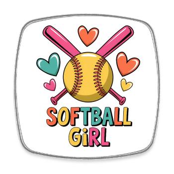 Softball Girl Girl Funny Softball Gift - Square fridge magnet - white - Front