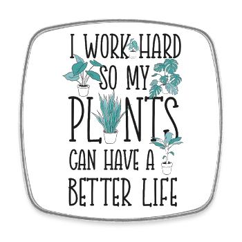 Plant Lover Gardening I Work Hard - Square fridge magnet - white - Front