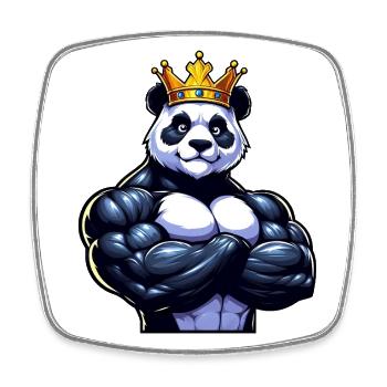 Muscular Panda King Fitness Training - Square fridge magnet - white - Front