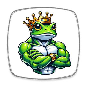 Muscular Frog Prince Entraînement de remise en forme - Magnet carré - blanc - Devant