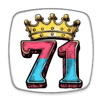 71 Zahl Krone - Viereckiger Kühlschrankmagnet - Weiß - Vorne
