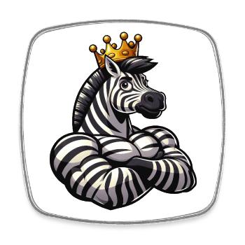 Muscular Zebra Workout Fitness King - Square fridge magnet - white - Front