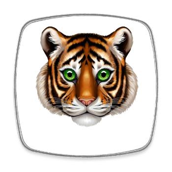 Tiger Portrait with Green Eyes - Wildcat Head I - Square fridge magnet - white - Front