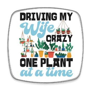 Amoureux des plantes Jardinage Femme Mari - Magnet carré - blanc - Devant