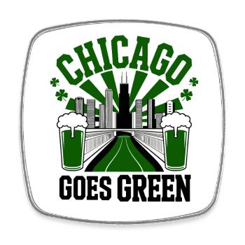 Chicago Goes Green - Viereckiger Kühlschrankmagnet - Weiß - Vorne