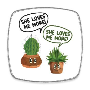 Amoureux des plantes Jardinage Cactus - Magnet carré - blanc - Devant