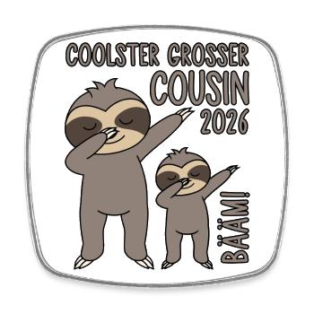 Dabbing Faultier Bääm! Coolster Großer Cousin 2026 - Viereckiger Kühlschrankmagnet - Weiß - Vorne