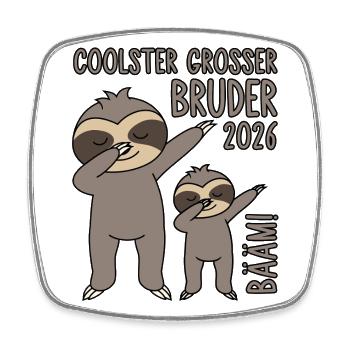 Dabbing Faultier Bääm! Coolster Großer Bruder 2026 - Viereckiger Kühlschrankmagnet - Weiß - Vorne