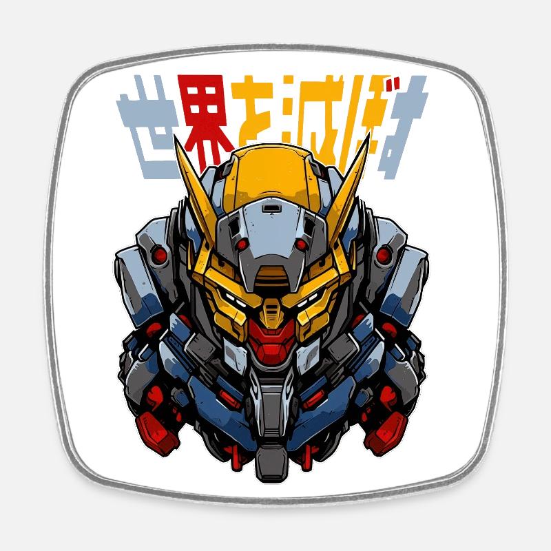 Robots d’anime ! - Magnet carré - blanc