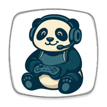 Panda Gamer Geek Gaming - Square fridge magnet - white - Front