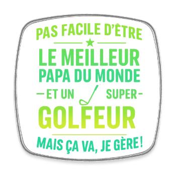 Super Papa Golfeur Golf cadeau fête des pères Noël - Magnet carré - blanc - Devant