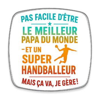 Papa handballeur cadeau fête des pères Noël - Magnet carré - blanc - Devant