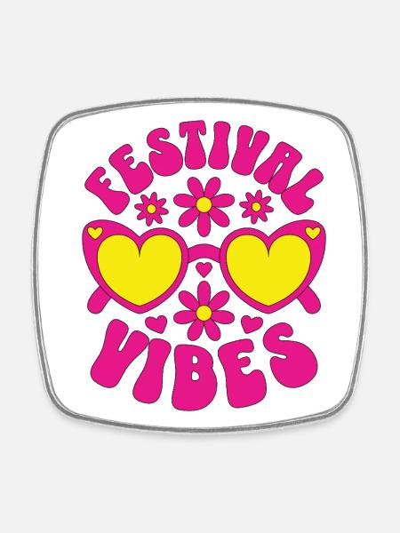 Festival Vibes - Vierkante koelkastmagneet - wit