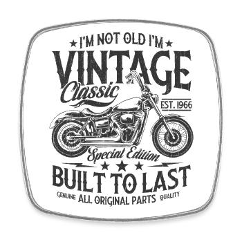 Vintage 1966 Born Motorcycle Birthday Gift - Square fridge magnet - white - Front