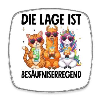 Die Lage Ist Besäufniserregend - Viereckiger Kühlschrankmagnet - Weiß - Vorne