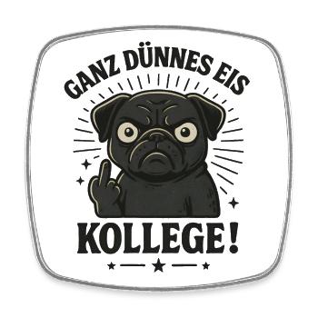 Pug middle finger - Square fridge magnet - white - Front